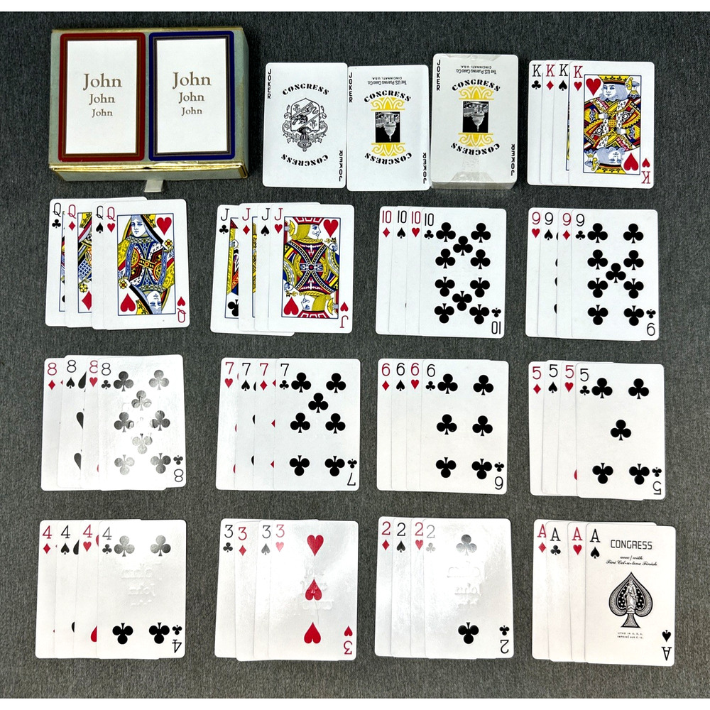 Vintage Congress JOHN Playing Cards Cel-U-Tone Finish 2 Deck Card Games SEALED